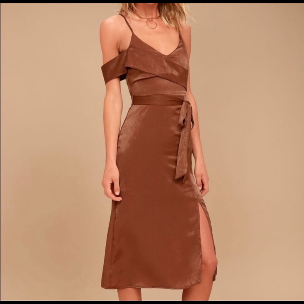 Lulu’s JOA Off Shoulder Leg Slit Midi Dress